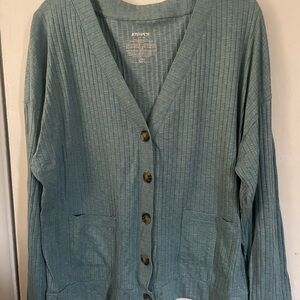 Joyspun Women's Large Green Cardigan Sweater